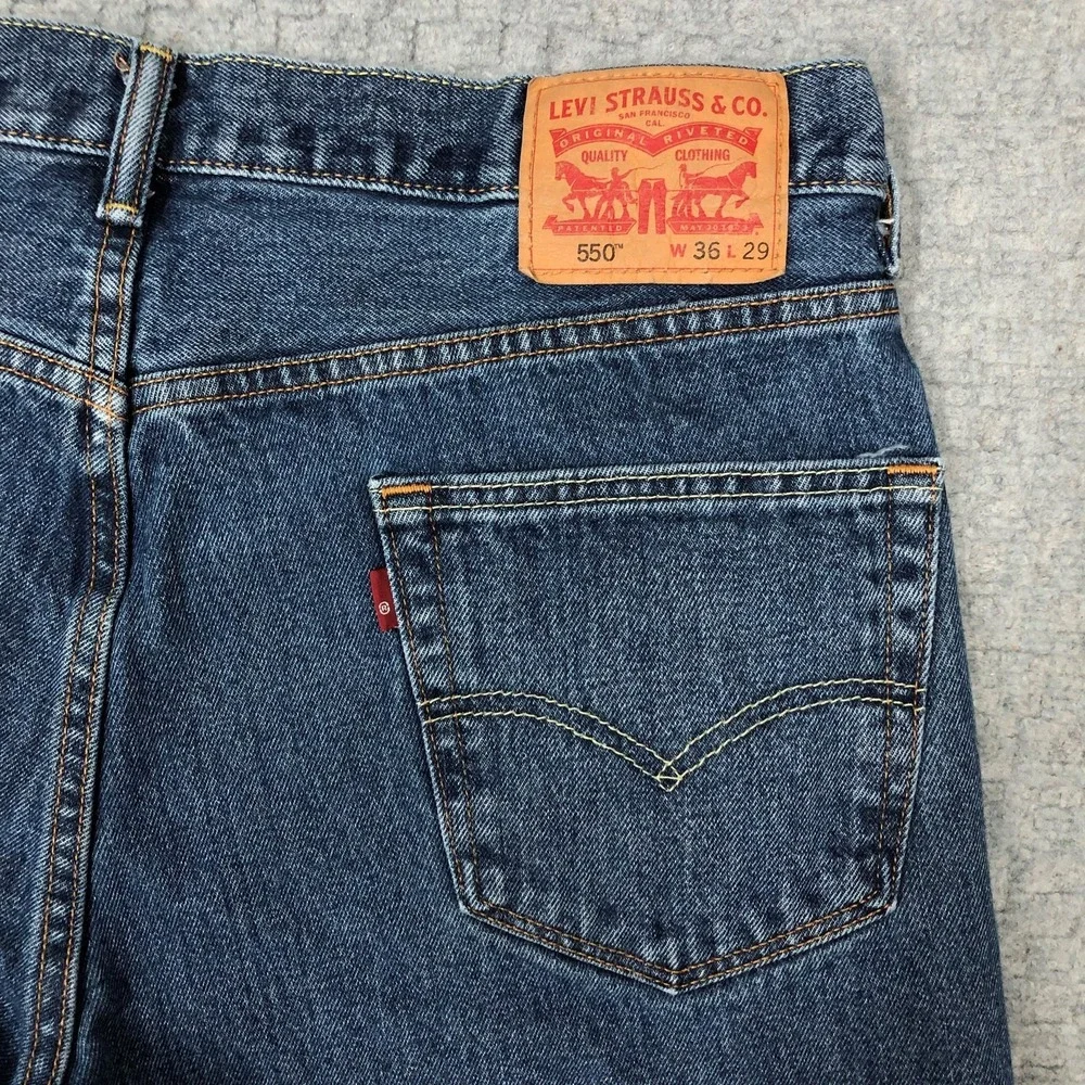 Levis 550 Jeans Mens 36x29 Blue Medium Wash Relaxed Tapered Denim High Rise Norm